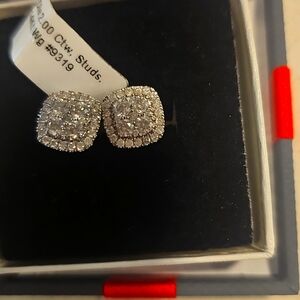 Elegant 14k White Gold Stud Earrings-GOOD GRADE EARTH DIAMONDS-Grade H SI1